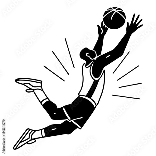 Dynamic Basketball Player Jump Shot Illustration