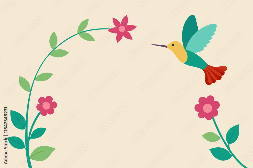 Naklejka premium frame with flowers and birds