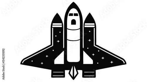 Space shuttle silhouette isolated on white background