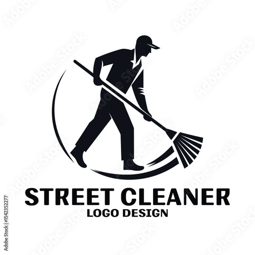 Street Cleaner Vector Logo Design