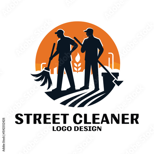 Street Cleaner Vector Logo Design