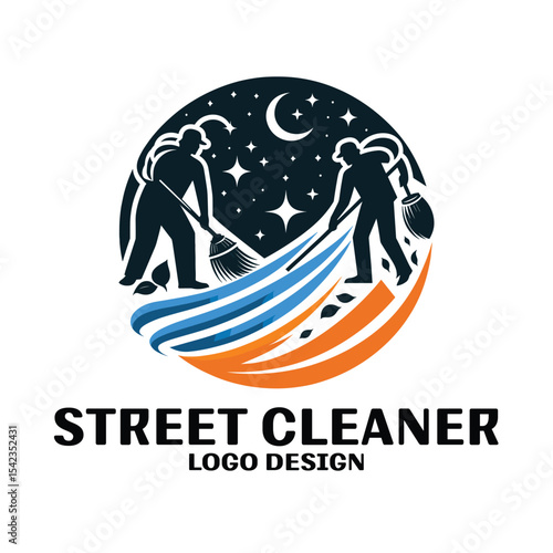 Street Cleaner Vector Logo Design