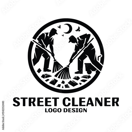 Street Cleaner Vector Logo Design