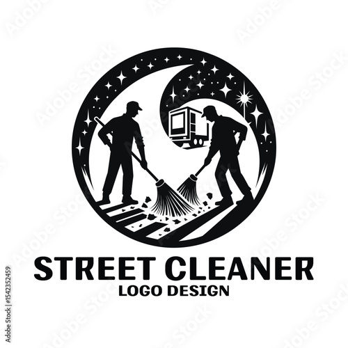 Street Cleaner Vector Logo Design