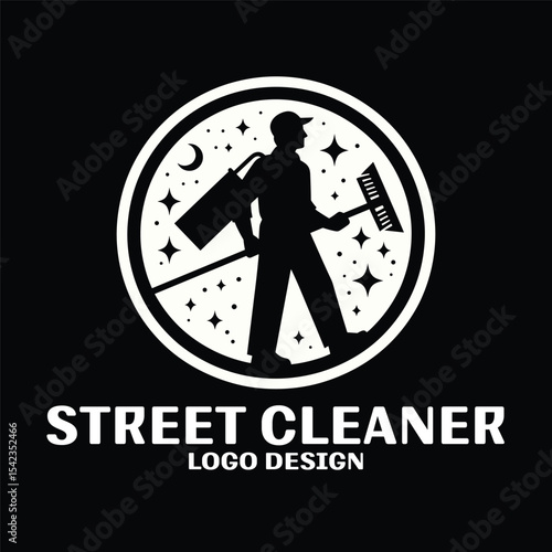 Street Cleaner Vector Logo Design