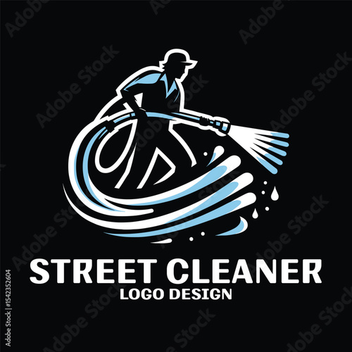 Street Cleaner Vector Logo Design