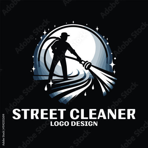 Street Cleaner Vector Logo Design