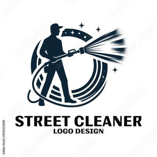 Street Cleaner Vector Logo Design