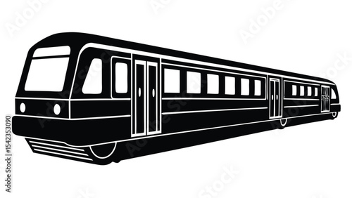 Isolated black silhouette of a train on white background