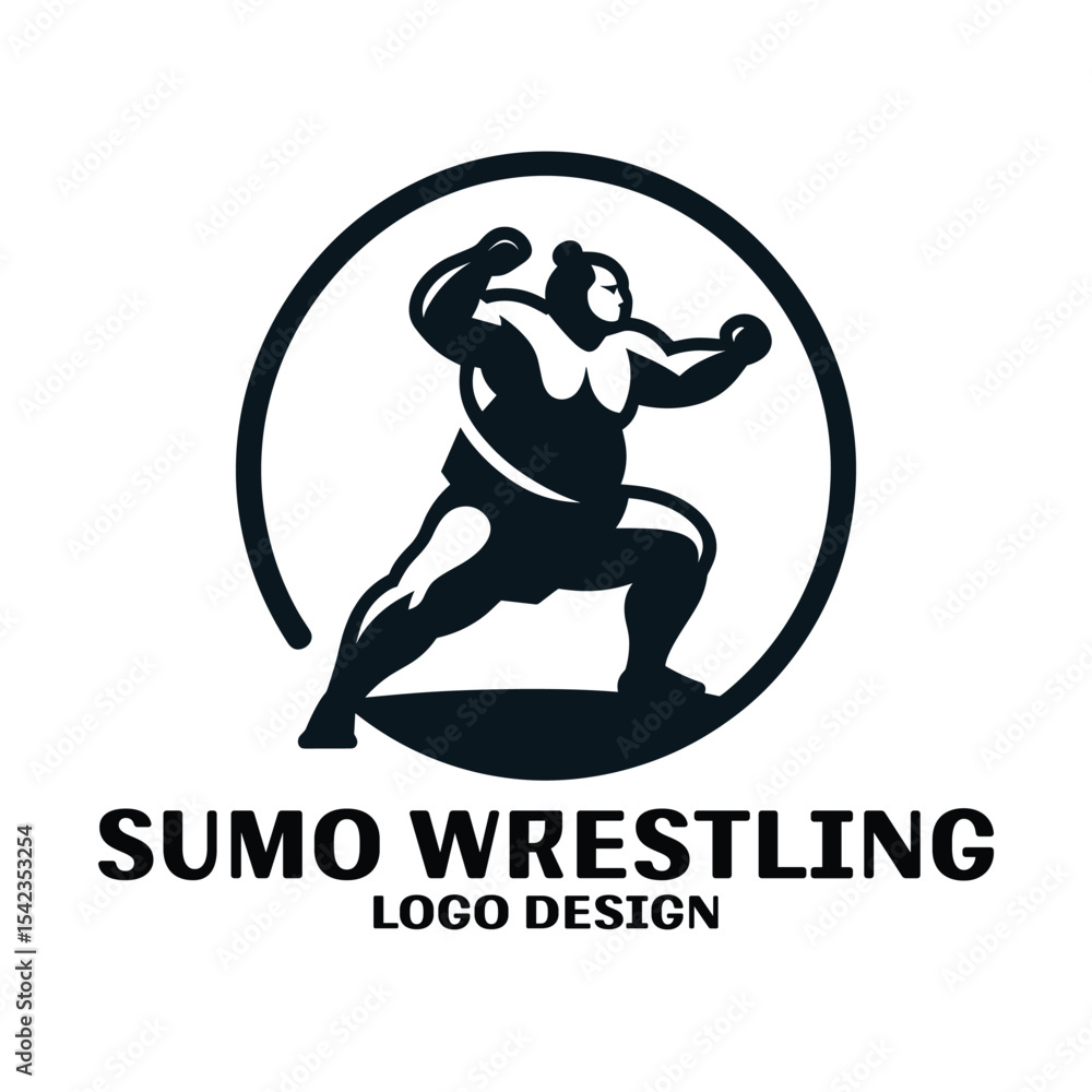 Naklejka premium Sumo Wrestling Vector Logo Design