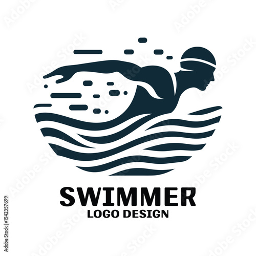 Swimmer Vector Logo Design