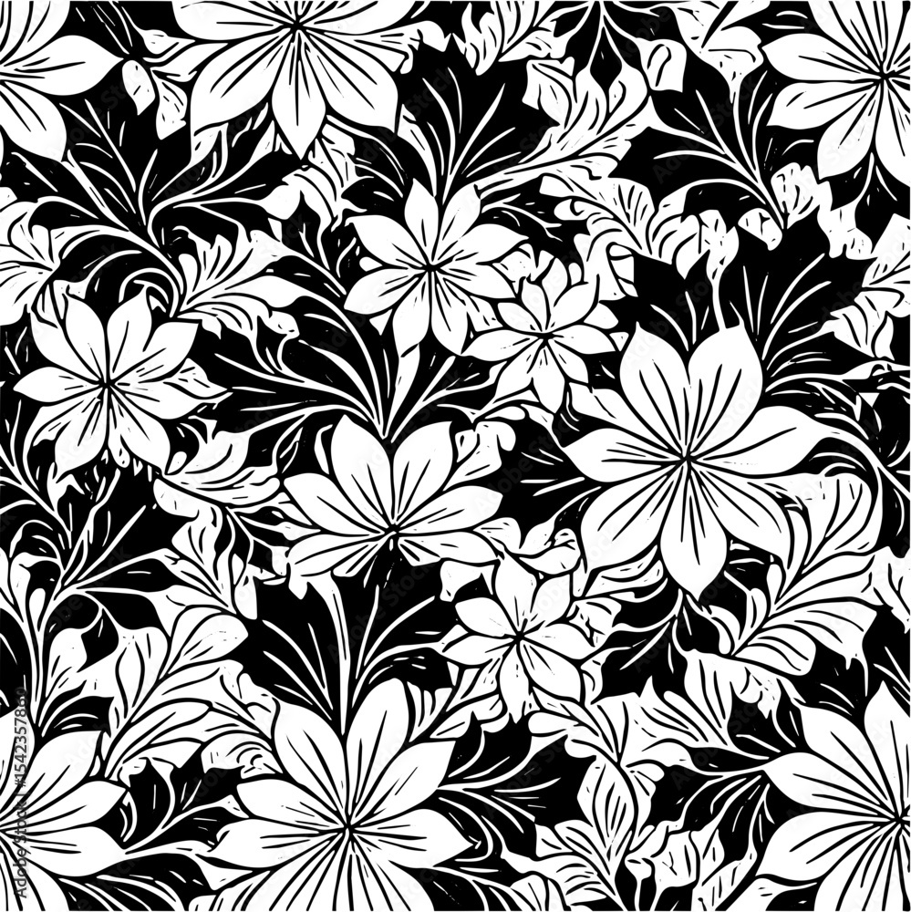 fractal background, black and white organic pattern vector, seamless floral pattern fractal background, black and white organic pattern vector, seamless floral pattern