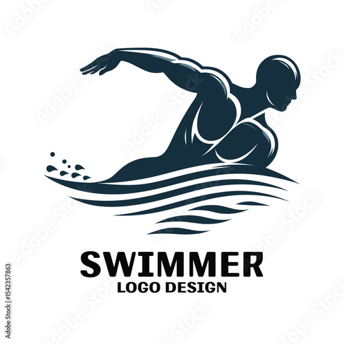 Swimmer Vector Logo Design
