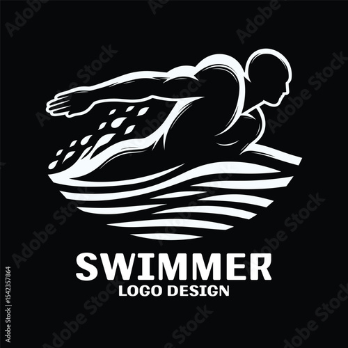 Swimmer Vector Logo Design