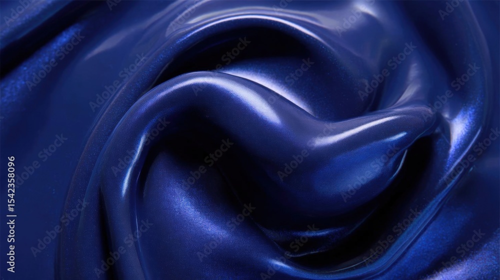 Obraz premium Close-up of a dark blue fabric with a smooth and shiny texture. the fabric appears to be made of a shiny, satin-like material and has a deep, rich blue color.
