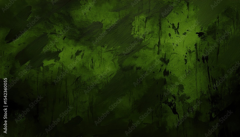 Fototapeta premium dark grunge green texture with dripping paint and abstract brush strokes, perfect for web design, poster background, or branding material