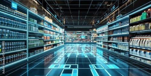 Futuristic Grocery Store: Digital Aisles and Smart Shopping