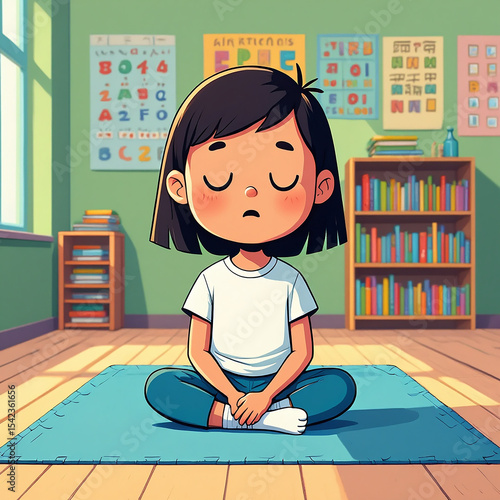 Kids Practicing Mindfulness – 2D Cartoon Illustrations 