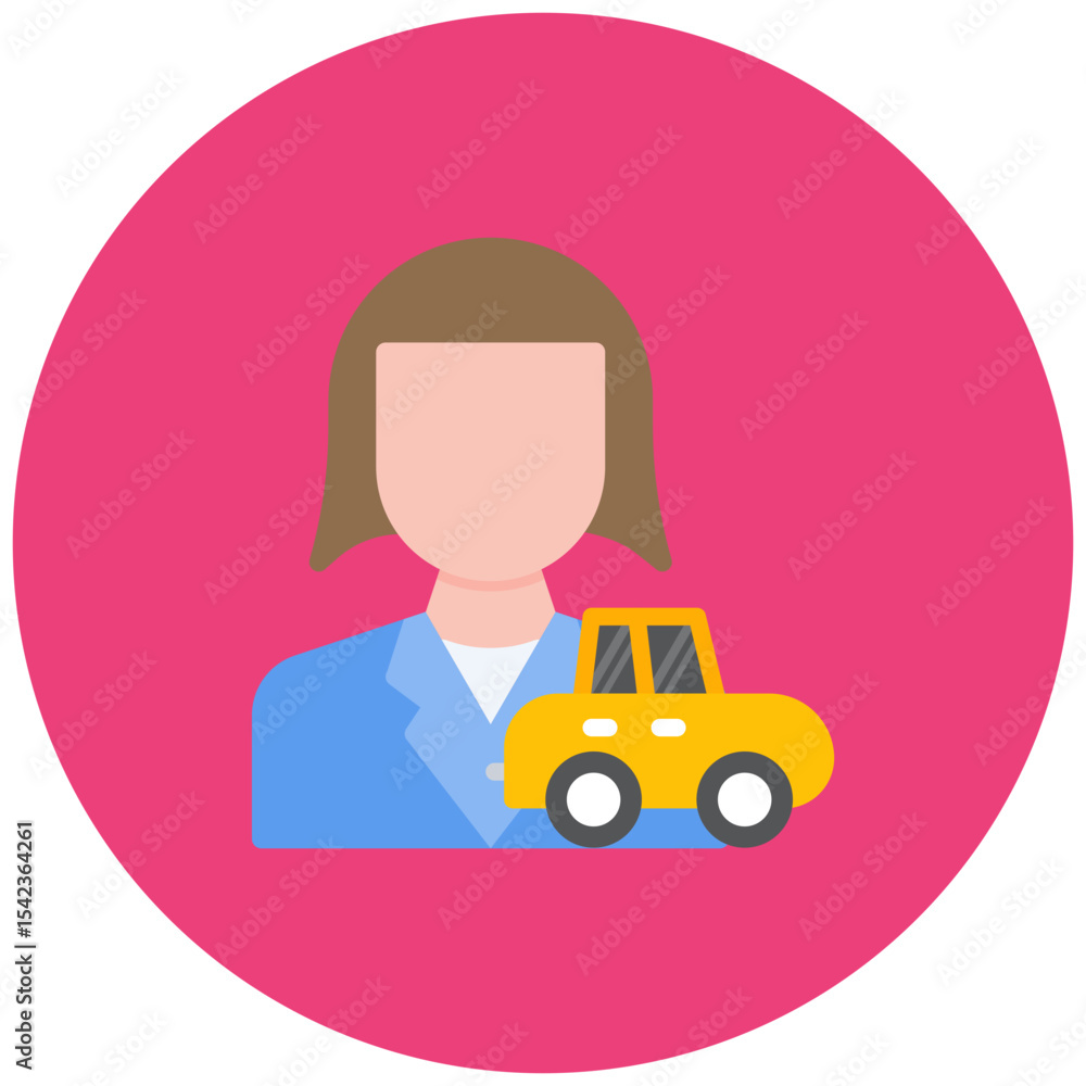 Naklejka premium Car Saleswoman icon vector image. Can be used for Automotive Dealership.