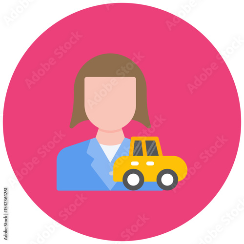 Car Saleswoman icon vector image. Can be used for Automotive Dealership.