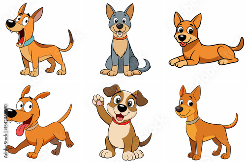 Cartoon Dogs Themed Vector Art For Creative Graphic Designs Project