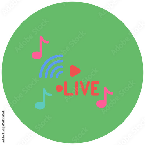 Live Music icon vector image. Can be used for Live Streaming.