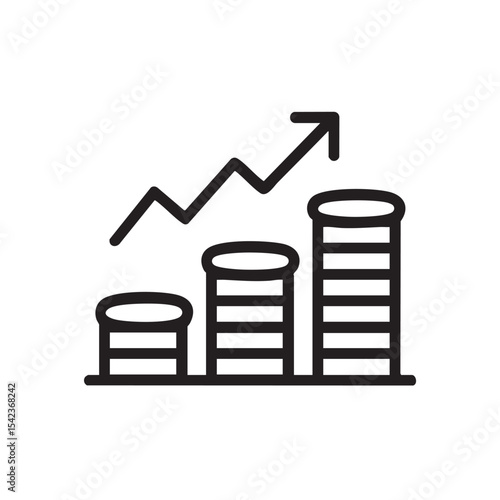 Growth chart with coins representing financial progress and success