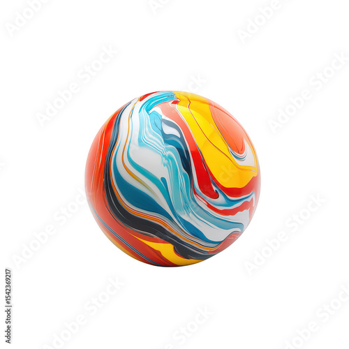 Abstract colorful swirl sphere isolated on transparent background