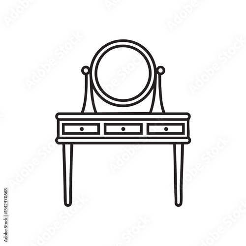 Elegant vanity table with round mirror for stylish interiors