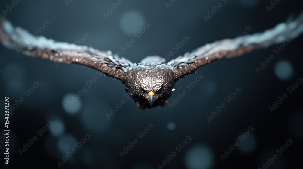 An eagle soars gracefully through a blurred dark background, showcasing its strength and elegance, embodying the spirit of freedom and the majestic beauty of wildlife in motion. An eagle soars gracefully through a blurred dark background, showcasing its strength and elegance, embodying the spirit of freedom and the majestic beauty of wildlife in motion.