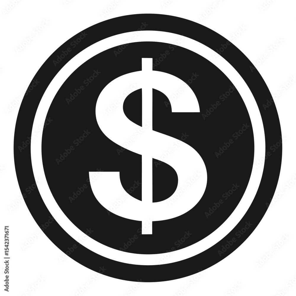 Dollar sing coin money silhouette on White Background Dollar sing coin money silhouette on White Background