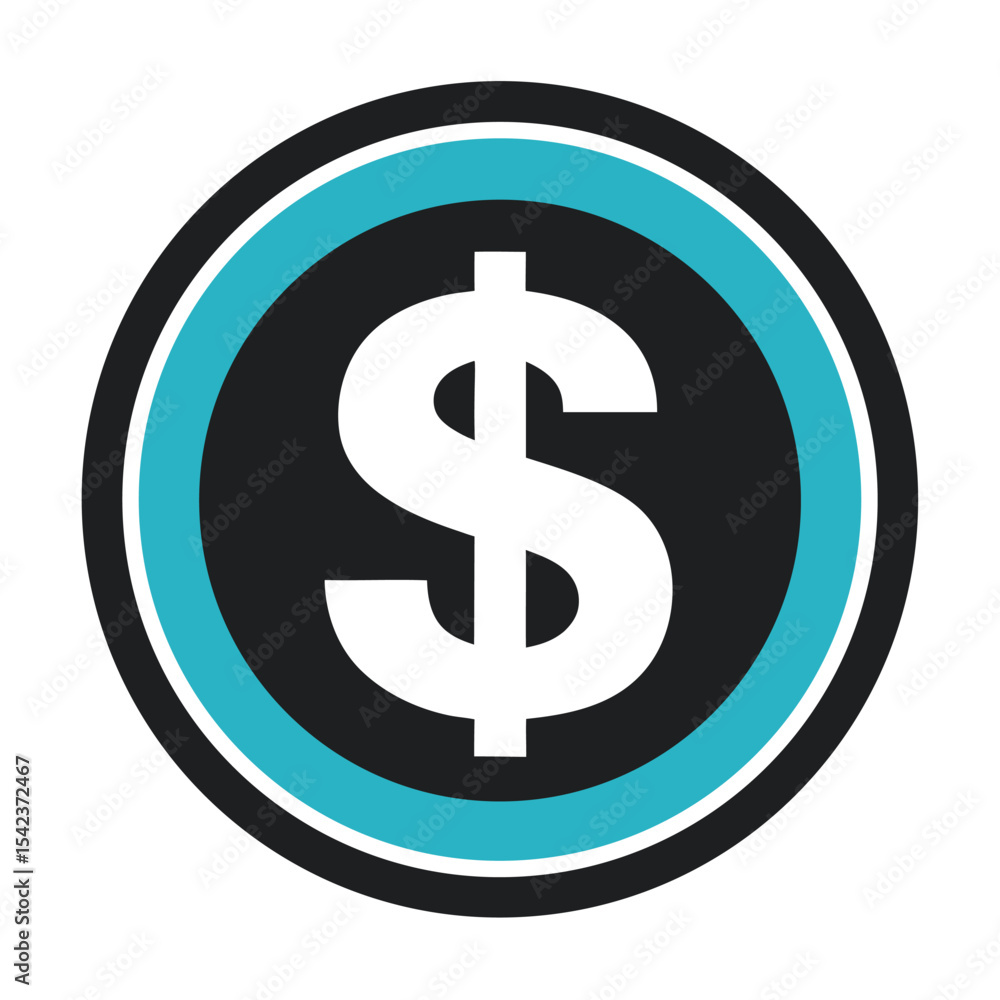 Dollar sing coin money silhouette on White Background Dollar sing coin money silhouette on White Background