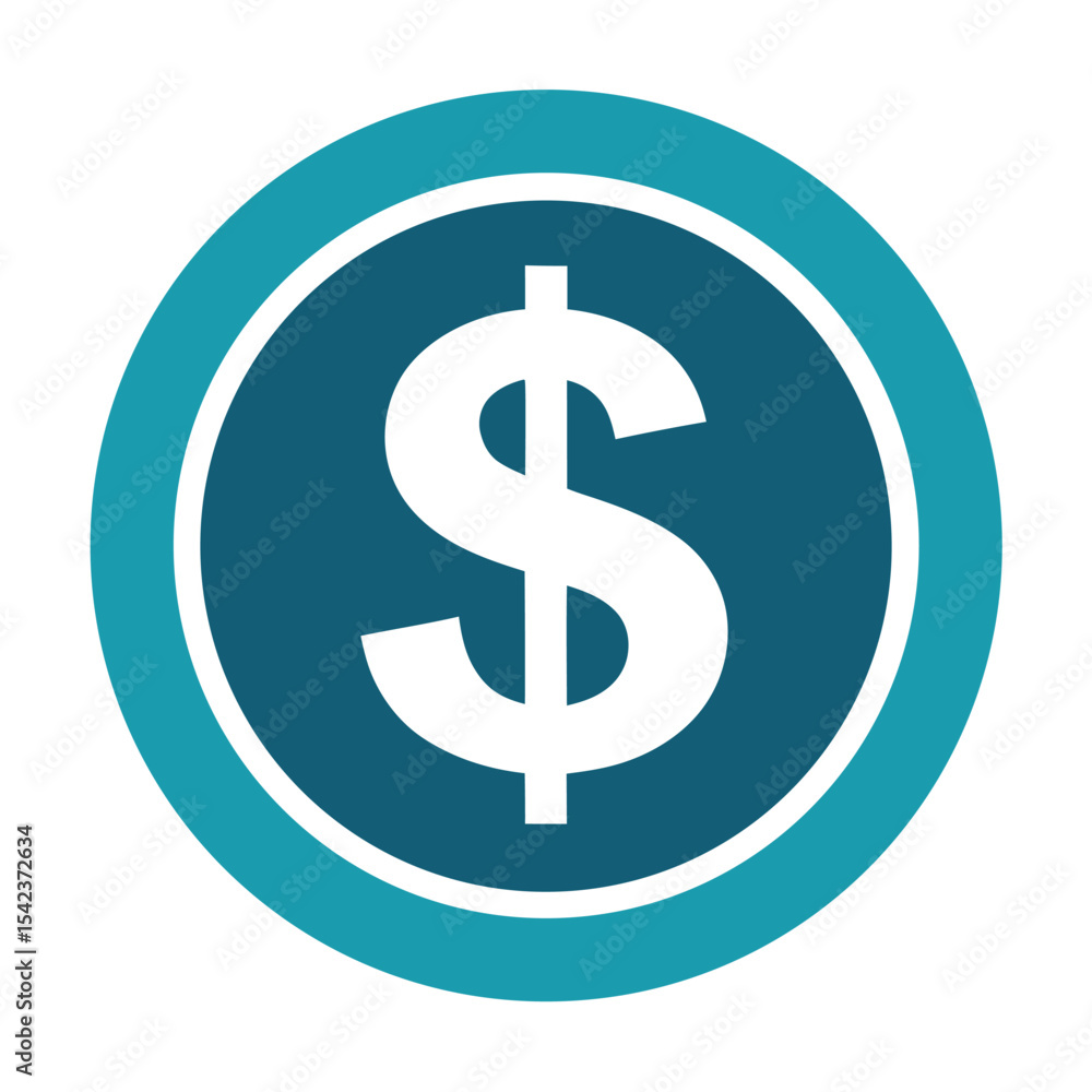 Dollar sing coin money silhouette on White Background Dollar sing coin money silhouette on White Background
