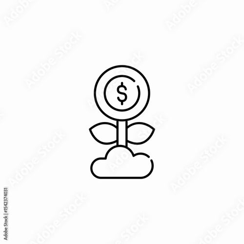 money plant growth icon sign vector