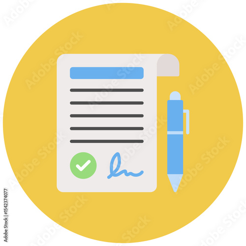 Contract icon vector image. Can be used for Office.
