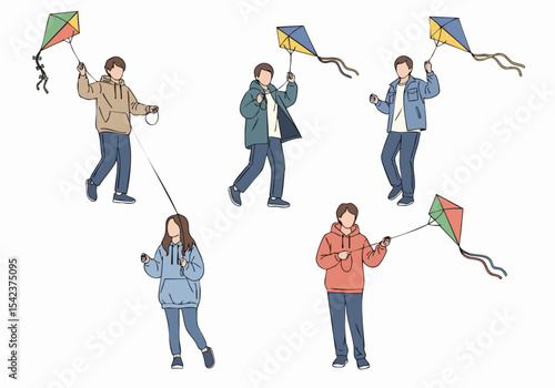 Minimalist Flat Illustration People Painting Landscape on Canvas Artwork