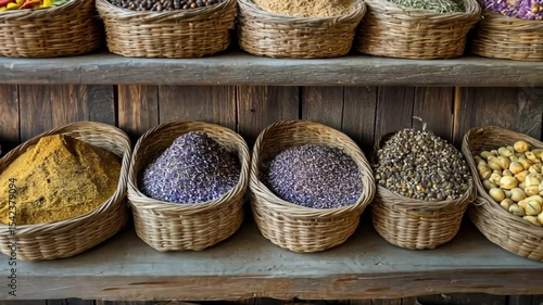 Vibrant Spices and Herbs in a Traditional Market