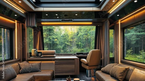Luxury Motorhome Interior: Forest View