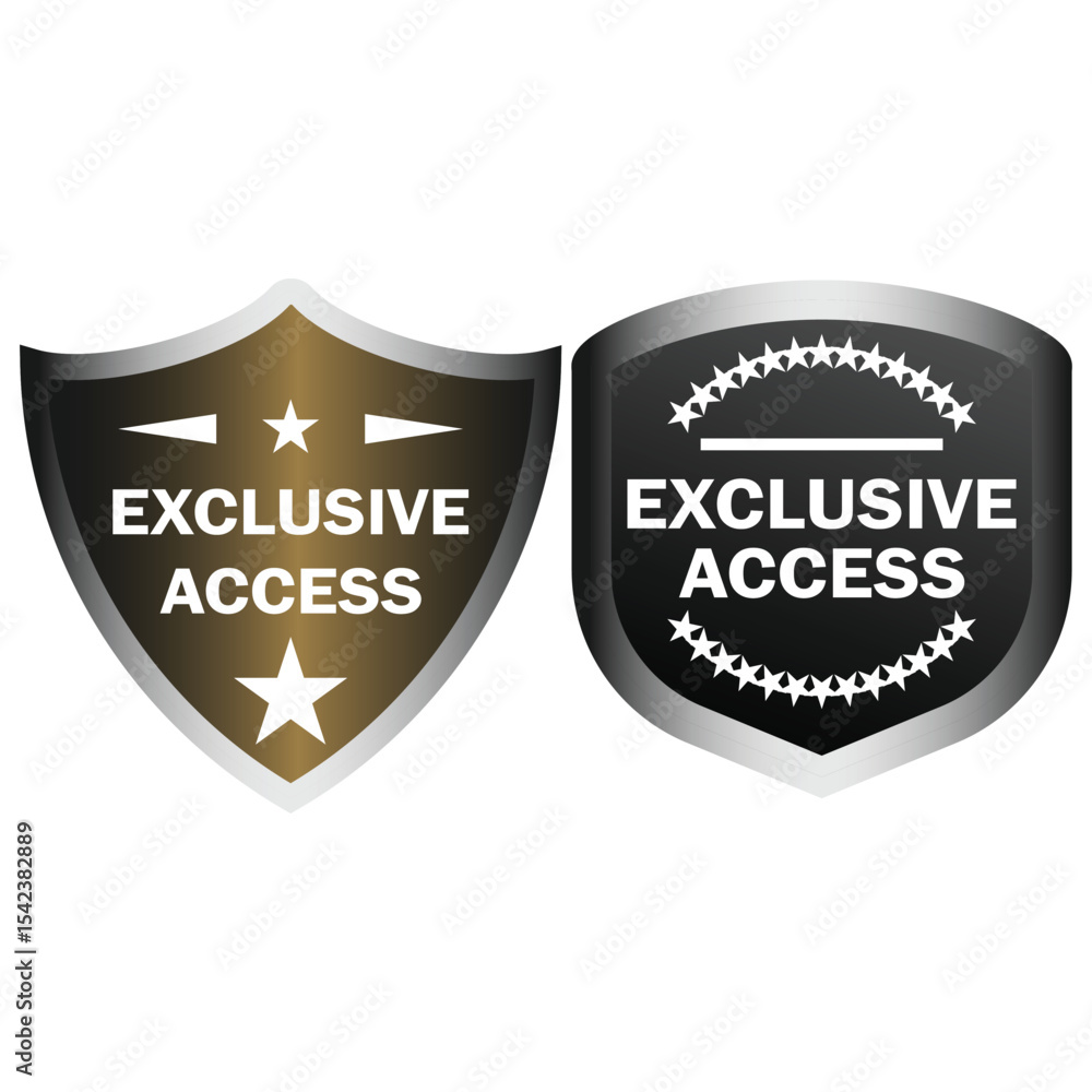 Fototapeta premium Exclusive Access Shield Icon Set - Premium Security & VIP Entry Vector