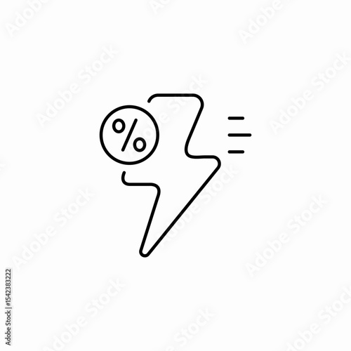 lightning percent discount icon sign vector