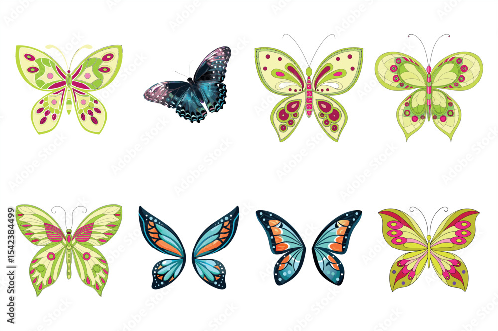 Fototapeta premium Colorful Butterfly Illustrations Set for Design Inspiration