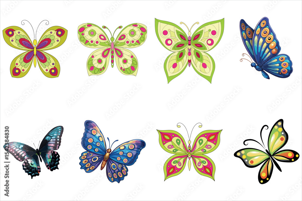 Fototapeta premium Colorful Butterfly Illustrations Set for Design Inspiration