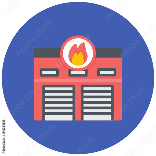 Fire Station icon vector image. Can be used for Public Utilities.