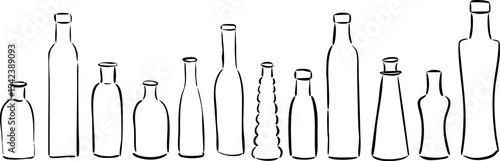 Hand drawn selection of bottles