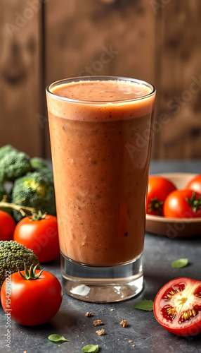 Wallpaper Mural Vegetable smoothie with fresh tomatoes and broccoli. Torontodigital.ca