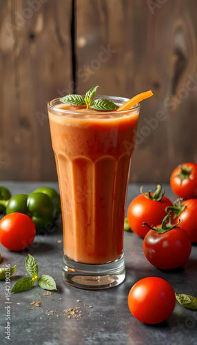 Wallpaper Mural Tomato smoothie with pepper and basil in a tall glass. Torontodigital.ca