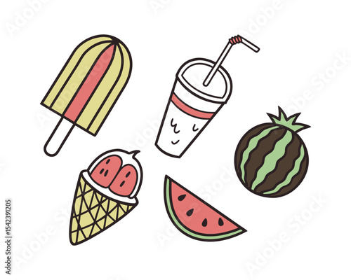 Summer Treats Collection Ice Cream Popsicle Watermelon Drink
