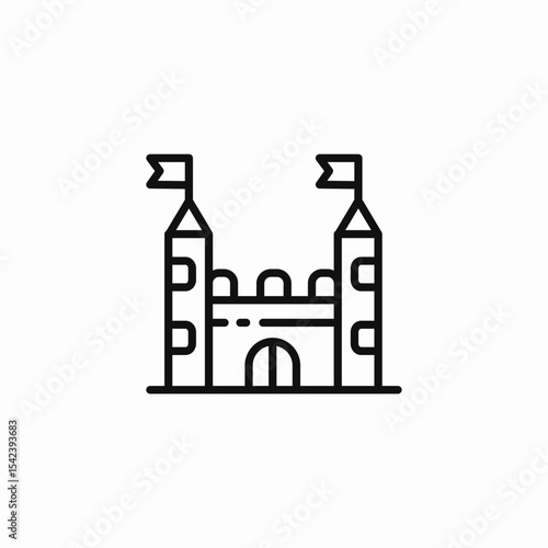 medieval flagged castle icon sign vector