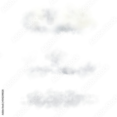 Realistic Cloud and Smoke Effect Set – Soft Atmospheric Elements on Transparent Background