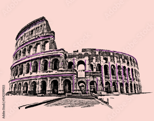 Iconic view of the ancient Colosseum in Rome, showcasing its majestic architecture and timeless historical charm.